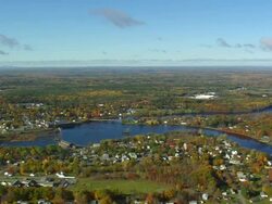 WS ARIEAL View of Old town / Maine, United States Stock Footage