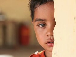 Portrait of a boy crying, Faridabad, Haryana, India  Stock Footage