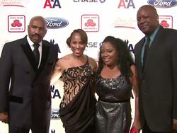 Steve Harvey, Marjorie Harvey, Sherri Shepherd, and Lamar Sally Stock Footage