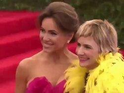 Lisa Robertson, Lori Goldstein at "Schiaparelli And Prada: Impossible Conversations" Costume Institute Gala Stock Footage