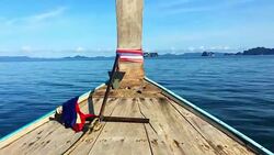 Thailand, Drive On Long tail Boat At Krabi Islands Stock Footage