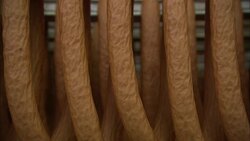 Sausage links dry on a rack. Stock Footage