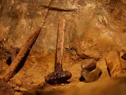 Old rusty tools in a mine Stock Footage