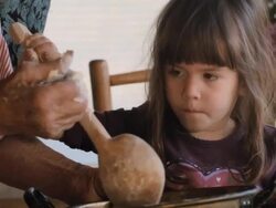 Cooking With Grandma-Beautiful Little Girl Learns How To Make Cookies  in The Bright-lit Vintage Kitchen Stock Footage