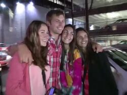 Justin Deeley greets fans at Nylon Young Hollywood Stock Footage