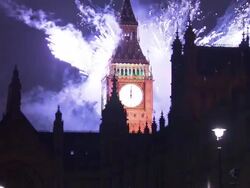 Big Ben Chimes Midnight & New Year Fireworks News Clip