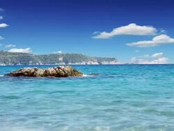 HD: Ocean waves on the sea, blue sky and clouds Stock Footage