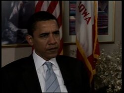 Senator Barack Obama speaks to AP reporter about Iraq war funding bill News Clip