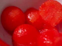 ECU R/F PAN Scoop in watermelon / Seoul, South Korea Stock Footage