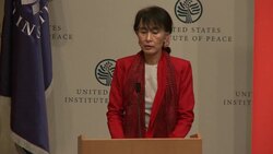 CLEAN: In US, Suu Kyi says Myanmar to shape 'own destiny' News Clip