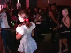 Kayla Collins is Dorothy with Toto at Rihanna Hall Stock Footage