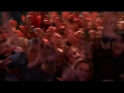 Medium shot POV of celebrity on stage as fans reach up with grabbing hands/ London, England Stock Footage