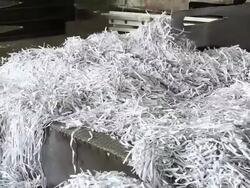 Shredded Paper Prepared for Recycling Process PAN Stock Footage