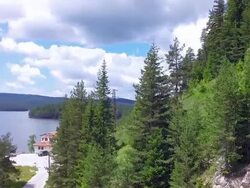 Reservoir Dam Aerial Shot Stock Footage