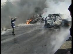 Diesel tank truck overturns and catches fire, at least 10 dead News Clip