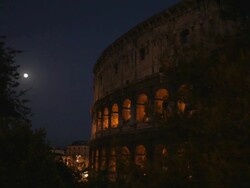 MH LD Coliseum Exterior with Moon / Rome, Italy Stock Footage