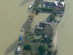 Flooded Houses Aerials News Clip