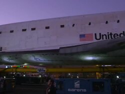 Space Shuttle Endeavour on streets of LA Stock Footage