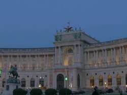 Prince Eugene of Savoy statue. Hofburg palace at night.Wide shot. Stock Footage