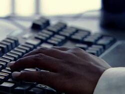 MS TU Hands being poised on  mouse and keyboard of computer AUDIO / New York City, New York, United States Stock Footage