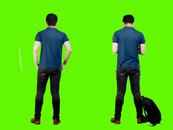 Young asian mans from the back,green background. Stock Footage