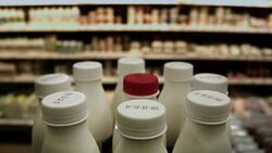 In the supermarket dairy department Stock Footage