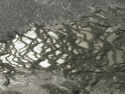 MS PAN Water flowing past ice / Yellowstone National Park, Wyoming, United  Stock Footage