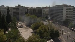 Anti-austerity protesters throw petrol bombs at police News Clip