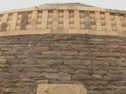 Tilt down shot sanchi stupa buddha statue sanchi madhya pradesh Stock Footage