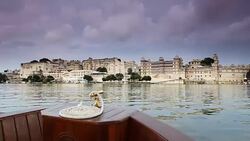 Boating on Lake Pichola in Udaipur India Stock Footage