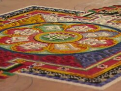 CU ZI Colorful sand mandala / Kathmandu, Central Region, Nepal Stock Footage