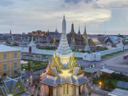 High angle view of Lak Mueang and Wat Phra Kaeo Stock Footage