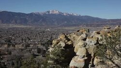 Pikes Peak Palmer Park red rocks Colorado Springs Stock Footage