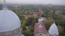 View of the church from the air Stock Footage