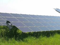 MS Shot of solar farm / Saarburg, Rhineland Palatinate, Germany Stock Footage