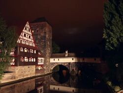 Weinstadl und Henkersteg in Nuernberg Stock Footage