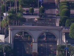 Aerial LA CU Paramount Pictures / Hollywood, California, United States.   Stock Footage