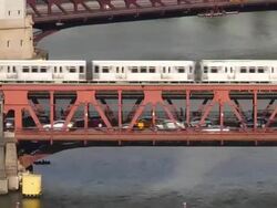 T/L HA PAN Chicago River Bridges and boats day Stock Footage