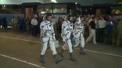 CLEAN : ISS crew prepare for blast off from Kazakhstan News Clip