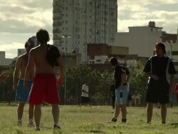 MS TS Shot of team doing football practice on ground / Buenos Aires, Argentina Stock Footage