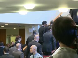 US President Barack Obama enters Stock Footage