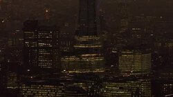 Aerials of London skyline at night time News Clip