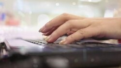 woman hand typing keyboard computer Stock Footage