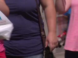 Anonymous shots of overweight and obese people walking in street News Clip