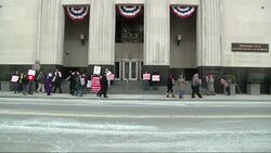 Protesters marched in front of the courthouse in Detroit Tuesday as the case challenging Michigan's gay marriage ban goes to trial. (Feb. 25) News Clip