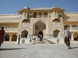 MS Tourists at Amber Fort / Jaipur, Rajasthan state, India Stock Footage