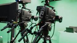 Broadcasting studio green screen Stock Footage