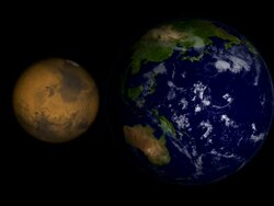 This is a visualization showing the relative size of Mars compared to that of Earth Stock Footage