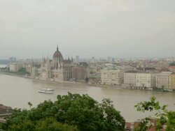 Pan over Pest and the River Danube Stock Footage