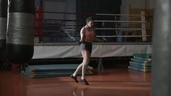 Boxer woman warm-up, jumping rope Stock Footage
